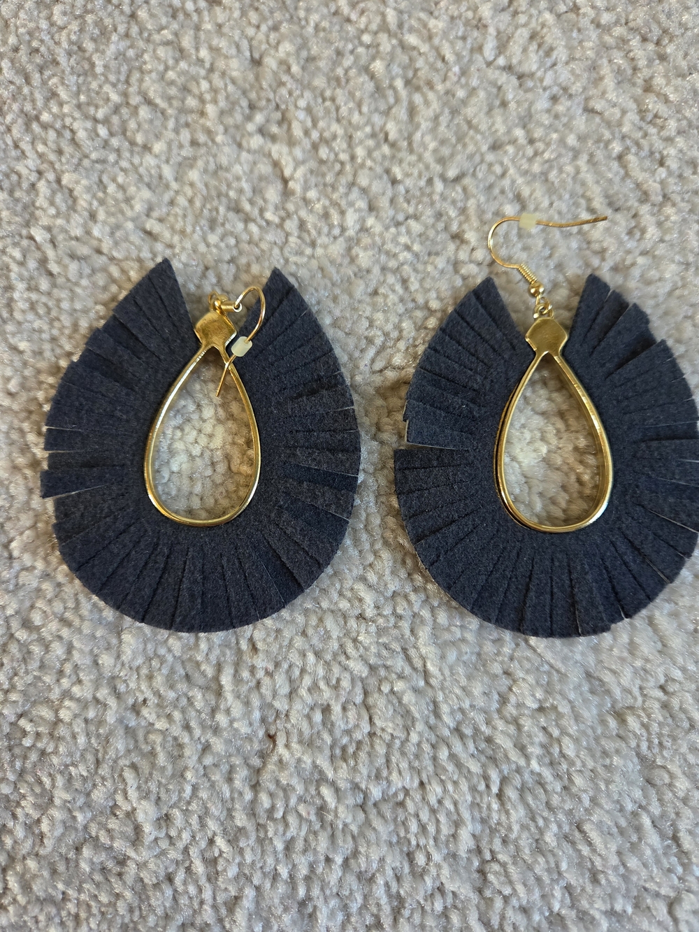 Parklane Gold Teardrop Fringe Earrings in Black - Picture 5 of 5